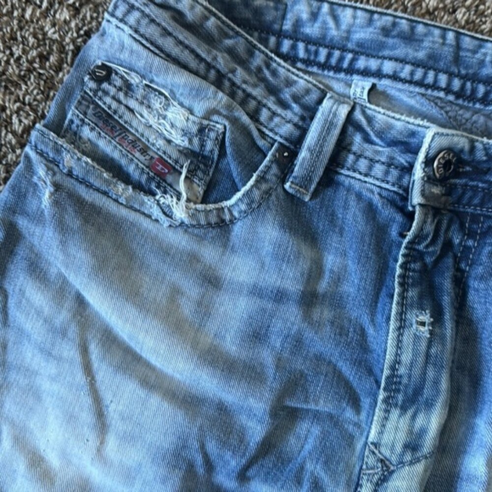 Diesel 32 x 32 Acid Wash Thavar Distressed Slim Skinny Jeans - Picture 4 of 16